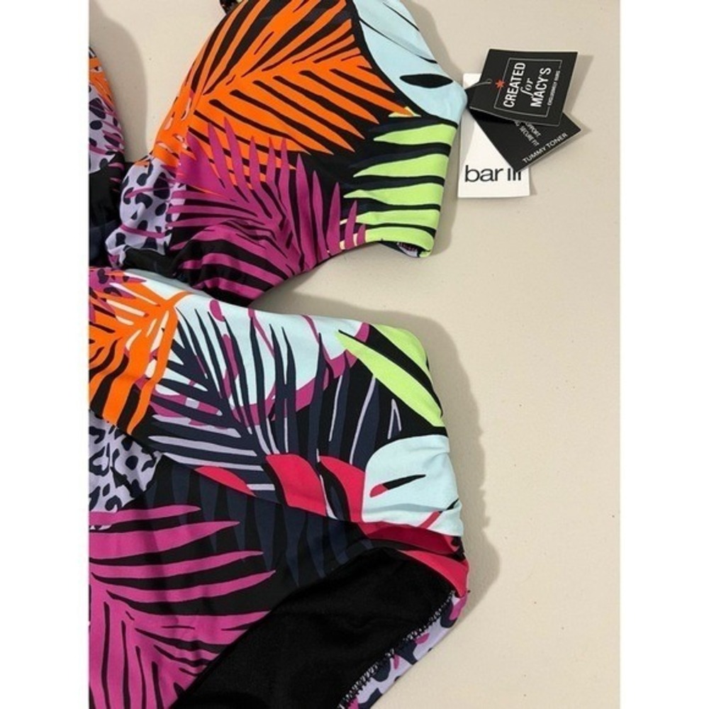 Bar III Women Palm Prowl Cross Front Monokini Swimsuit Large Multicolor Tropical - Picture 6 of 8